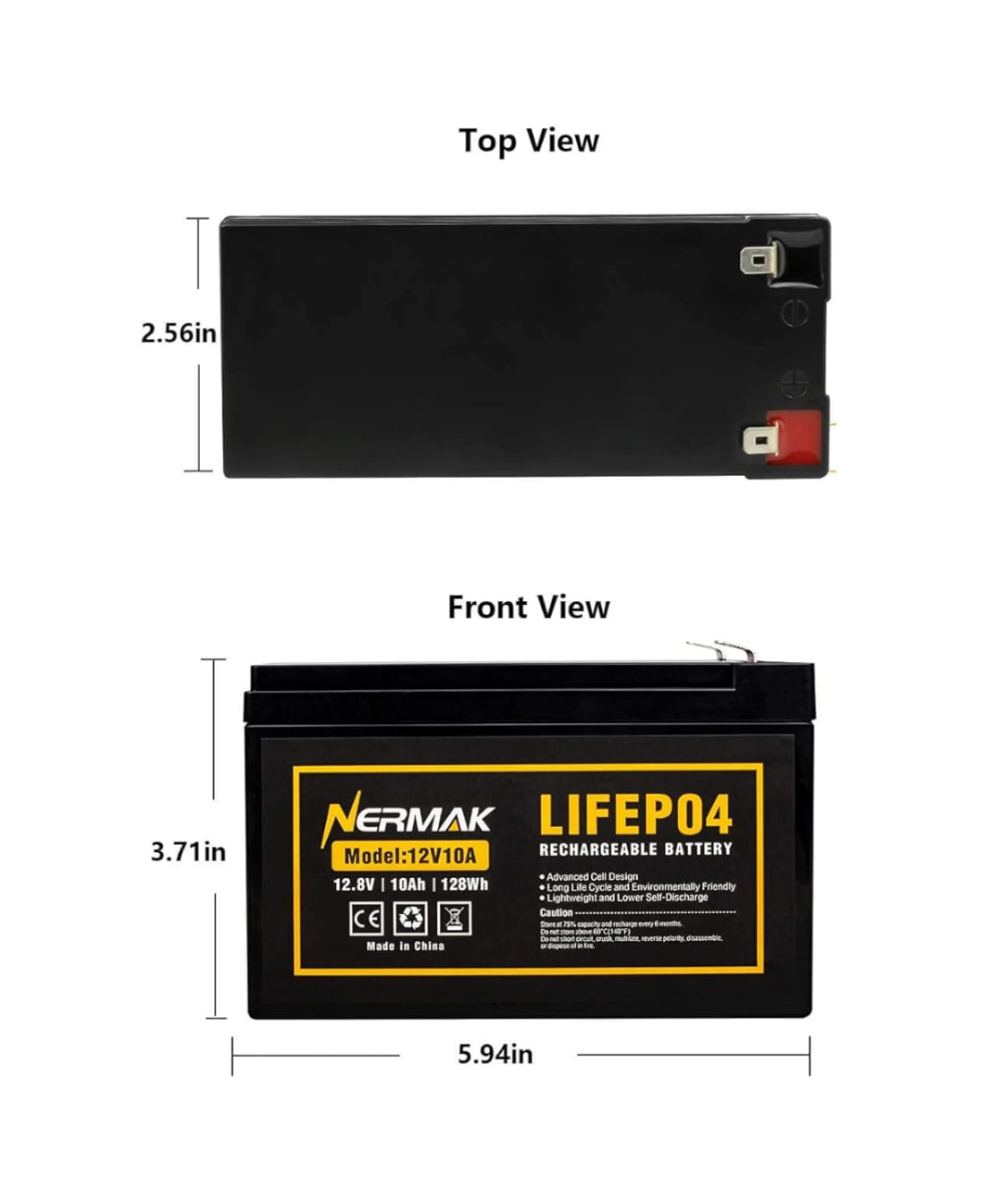 Bateria de lifePO4 recargable Nermak 12V 10A 128Wh