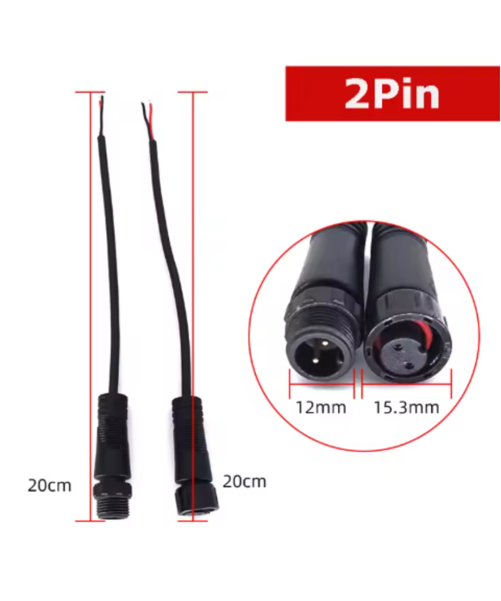 Conector impermeable de 2/3/4/5 Pines hembra - macho M12