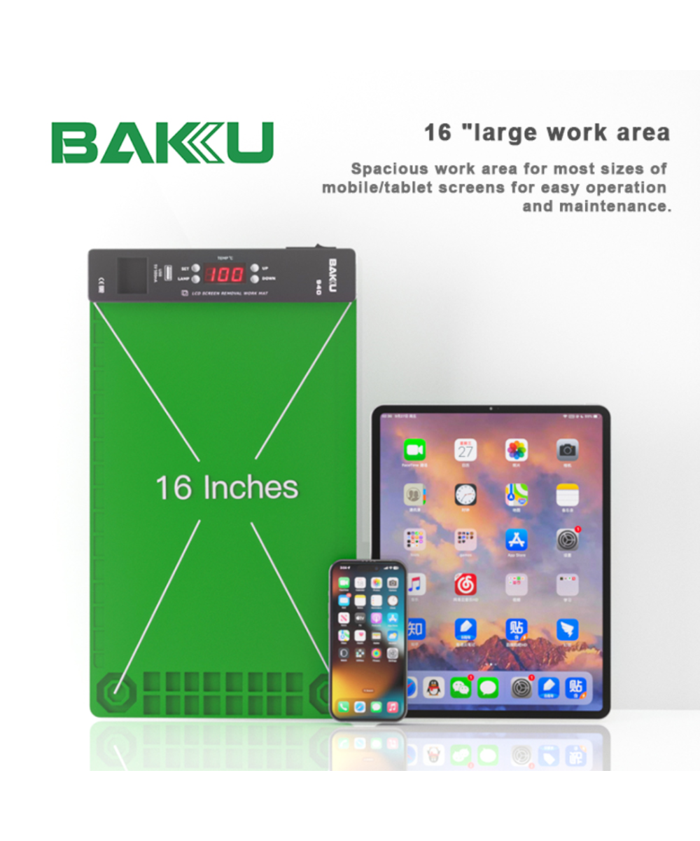 Tapete de trabajo 5 en 1 para quitar pantallas LCD BAKU 940 de 16″