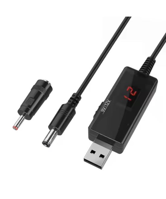 Estabilizador/ regulador ascendente de 5V USB a 9 y 12V mas 8 adaptadores DC