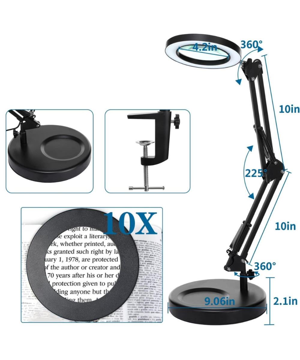 Lupa de mesa grande 10X con base HITTI
