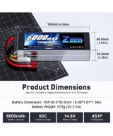 Bateria tipo lipo recargable Zeee 6000mAh 14.8V 60C 4S 88-8Wh conector Tipo T