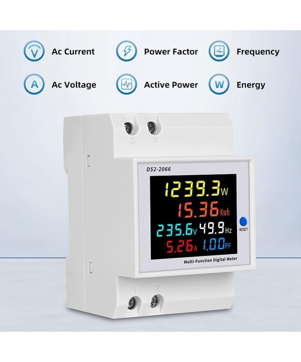 Monitor de Voltaje y Corriente Multifuncion para riel din AC40-300V 100A D52-2066