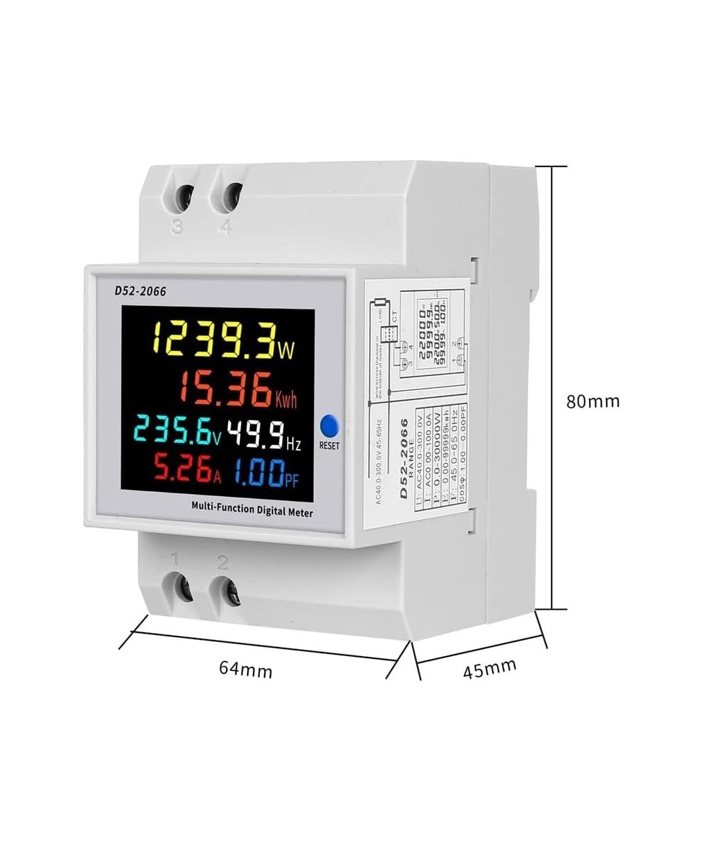 Monitor de Voltaje y Corriente Multifuncion para riel din AC40-300V 100A D52-2066