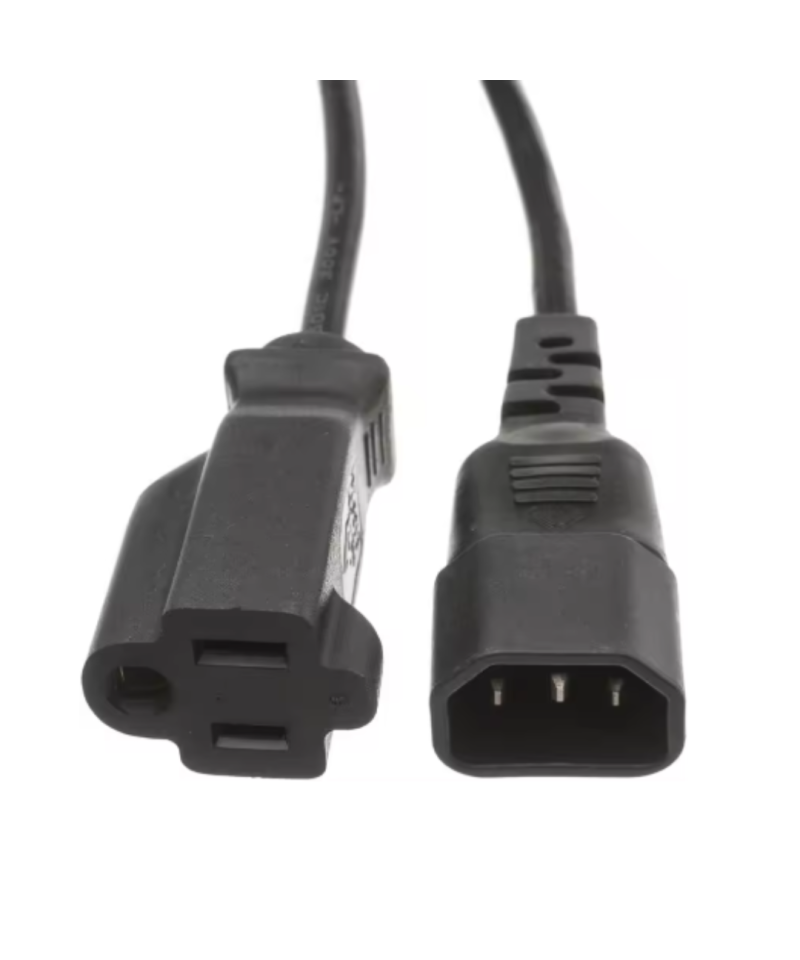 Adaptador de cable de alimentacion para computadora/monitor C14 macho a hembra NEMA 5-15R 10A 18AWG 1 pie