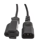 Adaptador de cable de alimentacion para computadora/monitor C14 macho a hembra NEMA 5-15R 10A 18AWG 1 pie