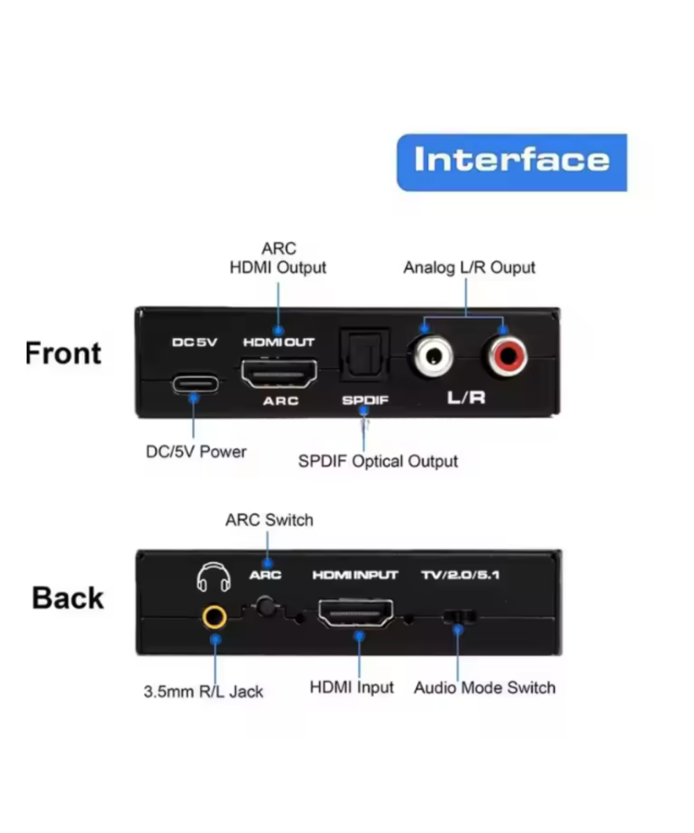 Separador de audio y video de HDMI a RCA/ HDMI/ Óptico