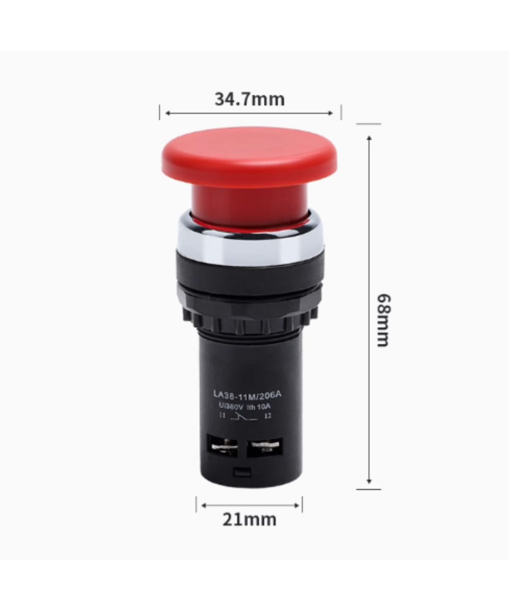 Boton industrial tipo hongo verde y rojo