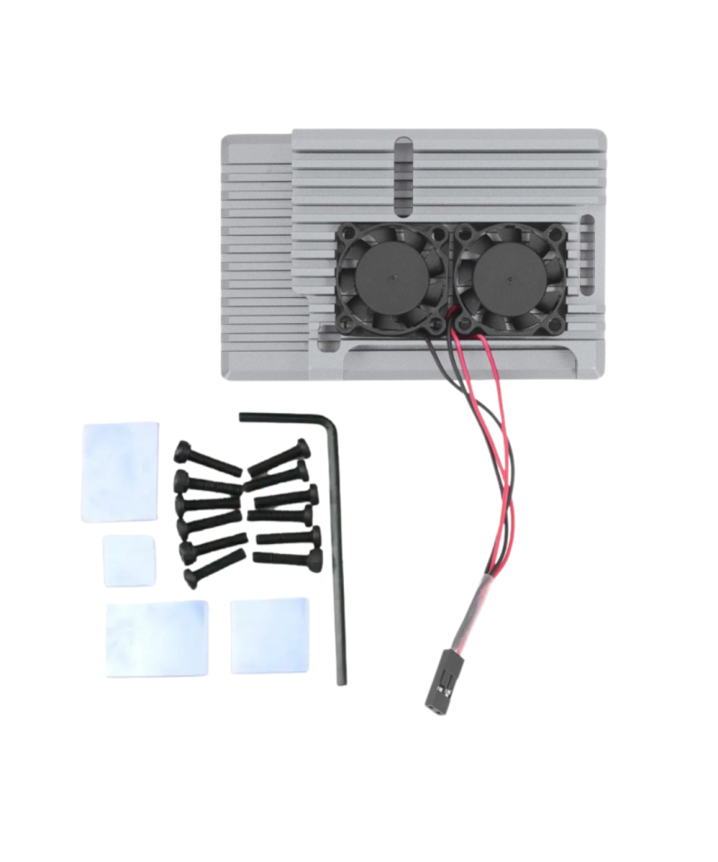 Contenedor metalico para raspberry pi 4 con dos ventiladoras