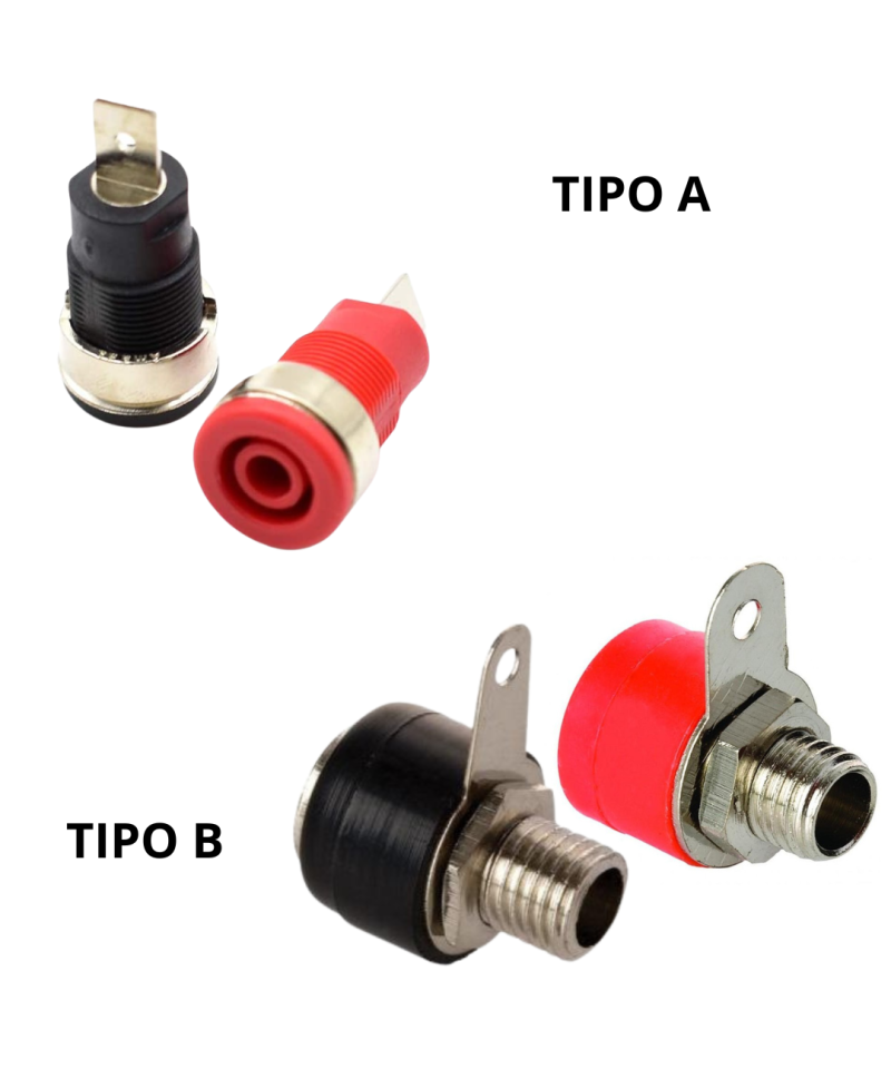 Conector tipo banana hembra negro y rojo (2U)