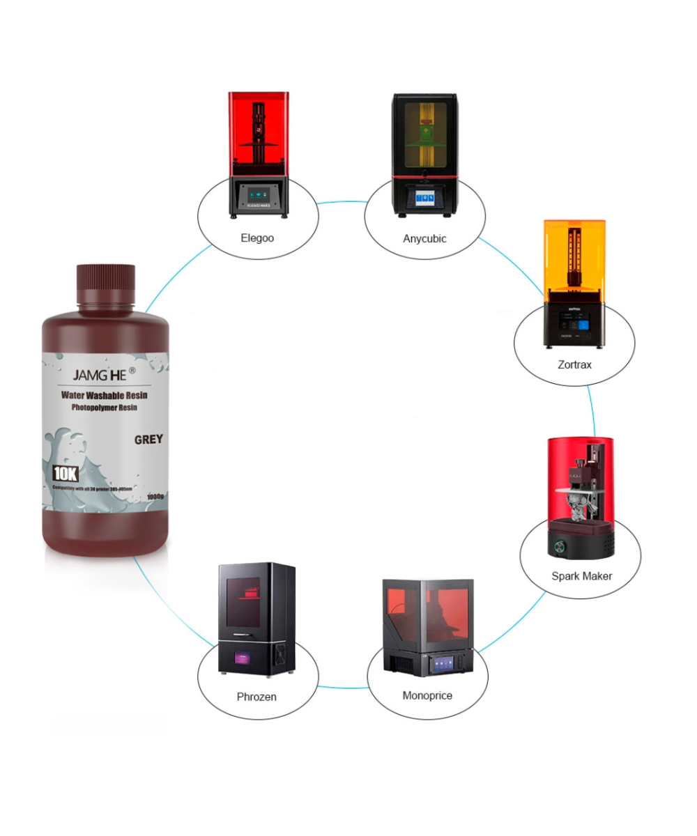 Resina  JAMG HE 500g 10K para impresoras 3D Lavable Gris