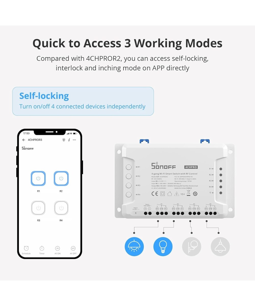 Relé de 4 canales inteligente R3 wifi sonoff