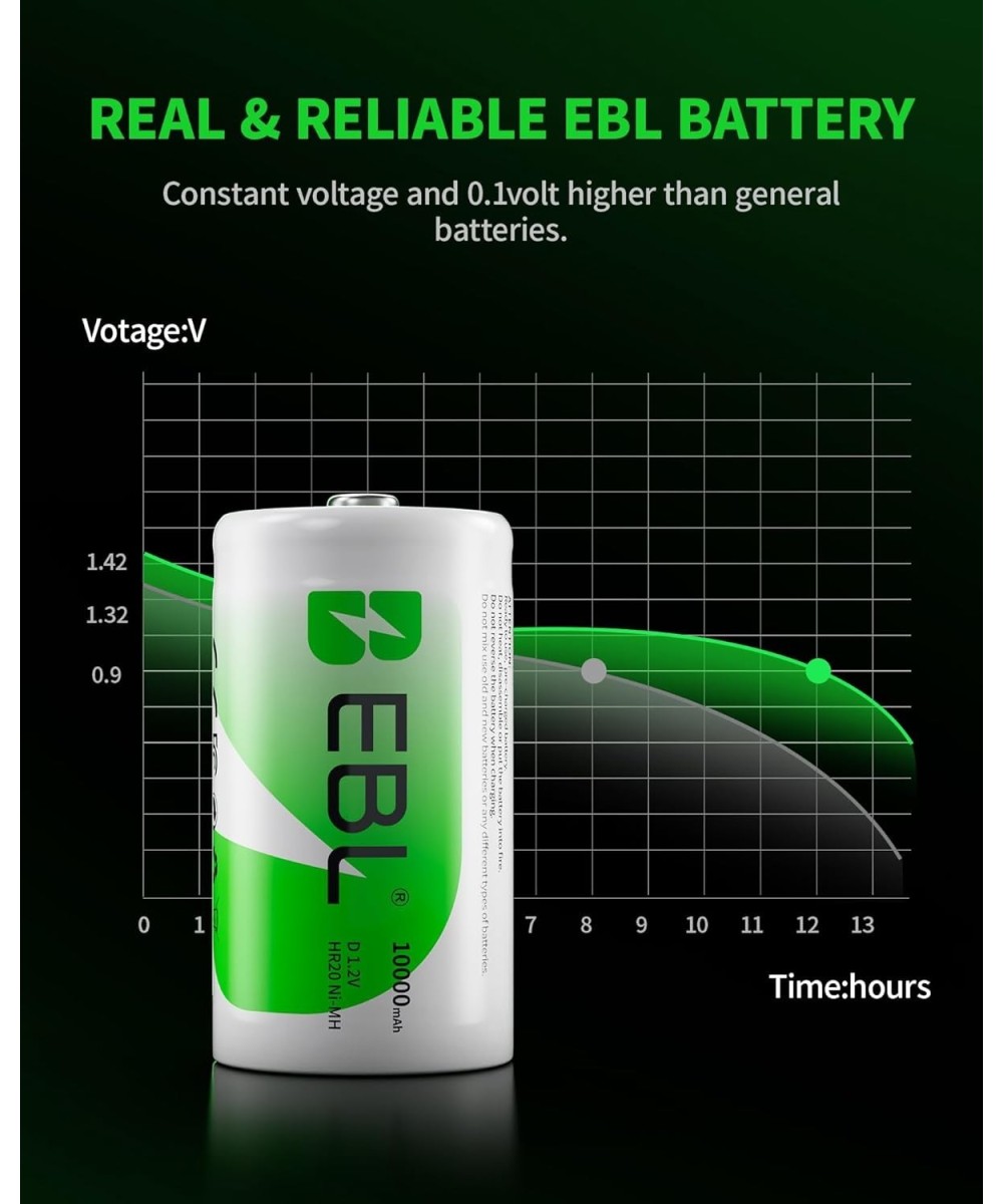 Bateria recargable tipo D de 1.2V EBL 10000mAh