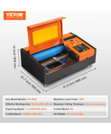 Grabadora y cortadora laser VEVOR 40W CO2 8 X 12 PULGADAS