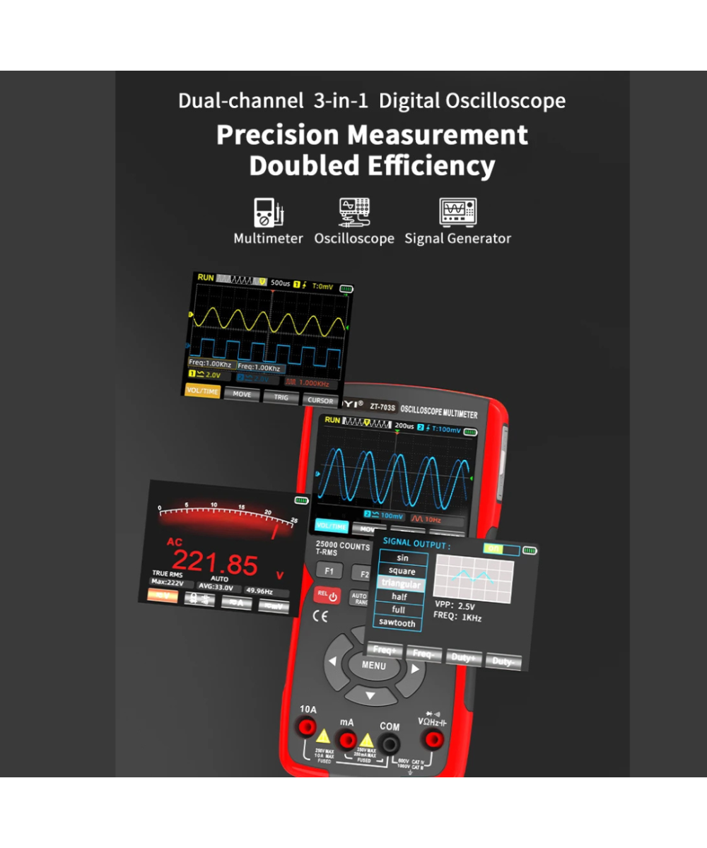 Multimetro y Osciloscopio 3 en 1 ZT-703S ZOYI