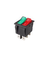Interruptor basculante doble KCD6-202N-6P de 6 pines verde y rojo