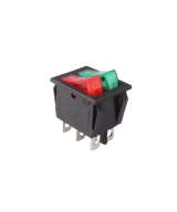 Interruptor basculante doble KCD6-202N-6P de 6 pines verde y rojo