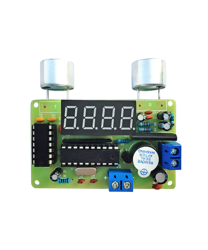 Kit electrónico DIY de medidor ultrasónico de distancia.