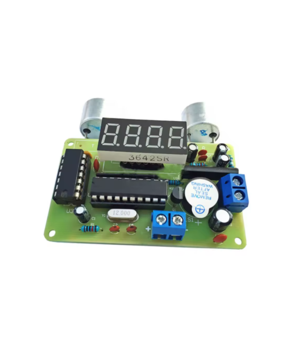 Kit electrónico DIY de medidor ultrasónico de distancia.