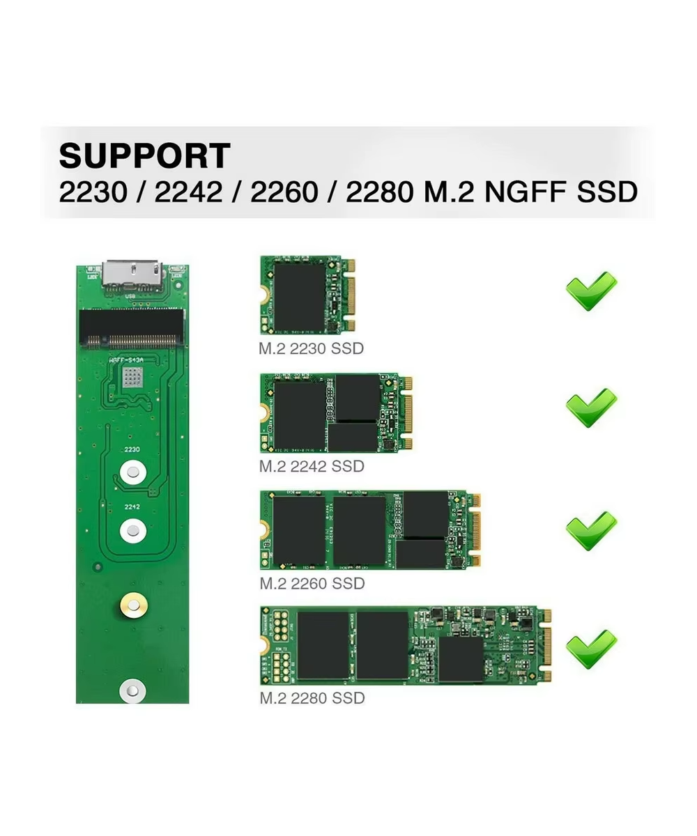 Adaptador para disco duro NGFF M.2 SATA SSD a USB 3.1 Tipo C, USB 3.0 a M.2 NGFF