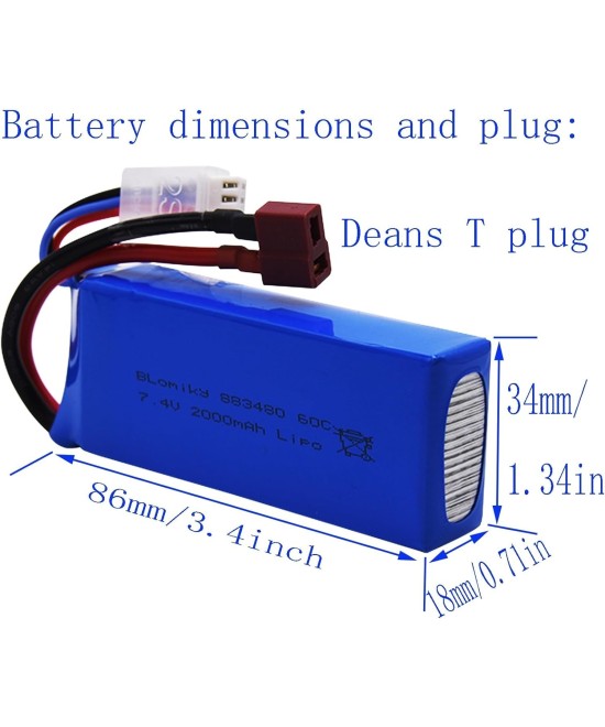 Bateria Lipo 7.4v 2000 mAh Blomiky 883480 con Cargador