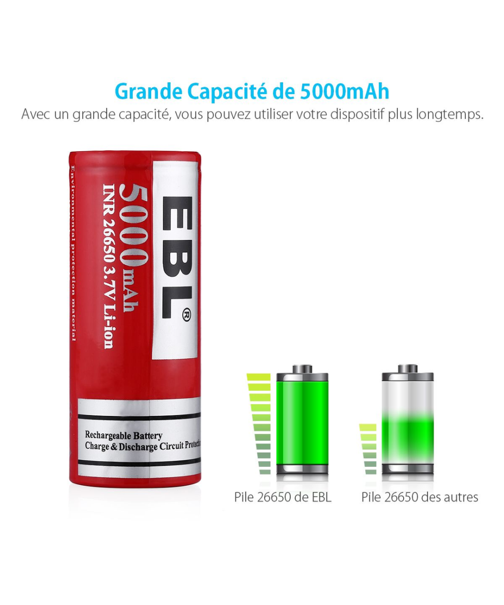 Bateria Recargable EBL 5000 mah 3.7 v INR26650