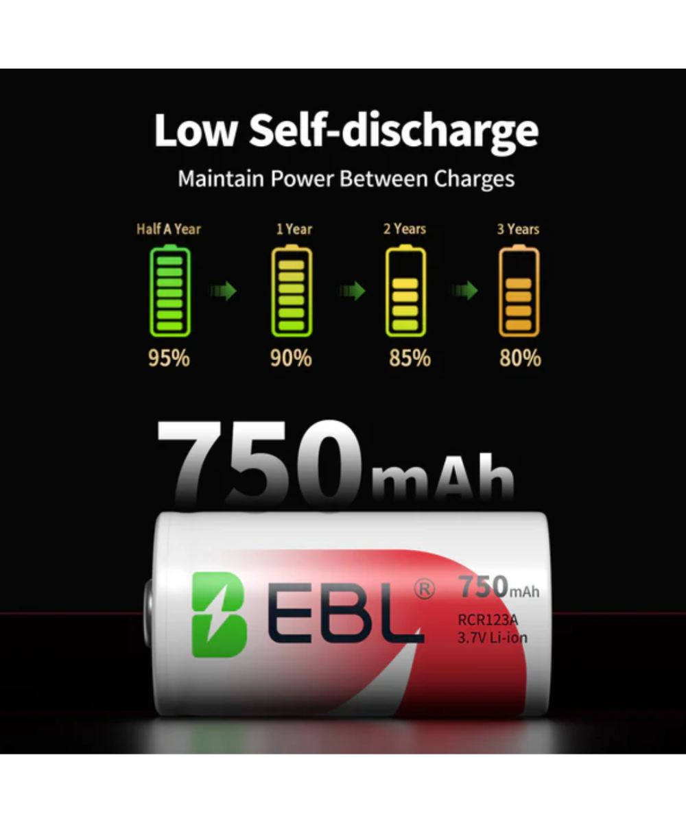 Bateria recargable CR123 EBL 750mah 3.7v (1UNIDAD)