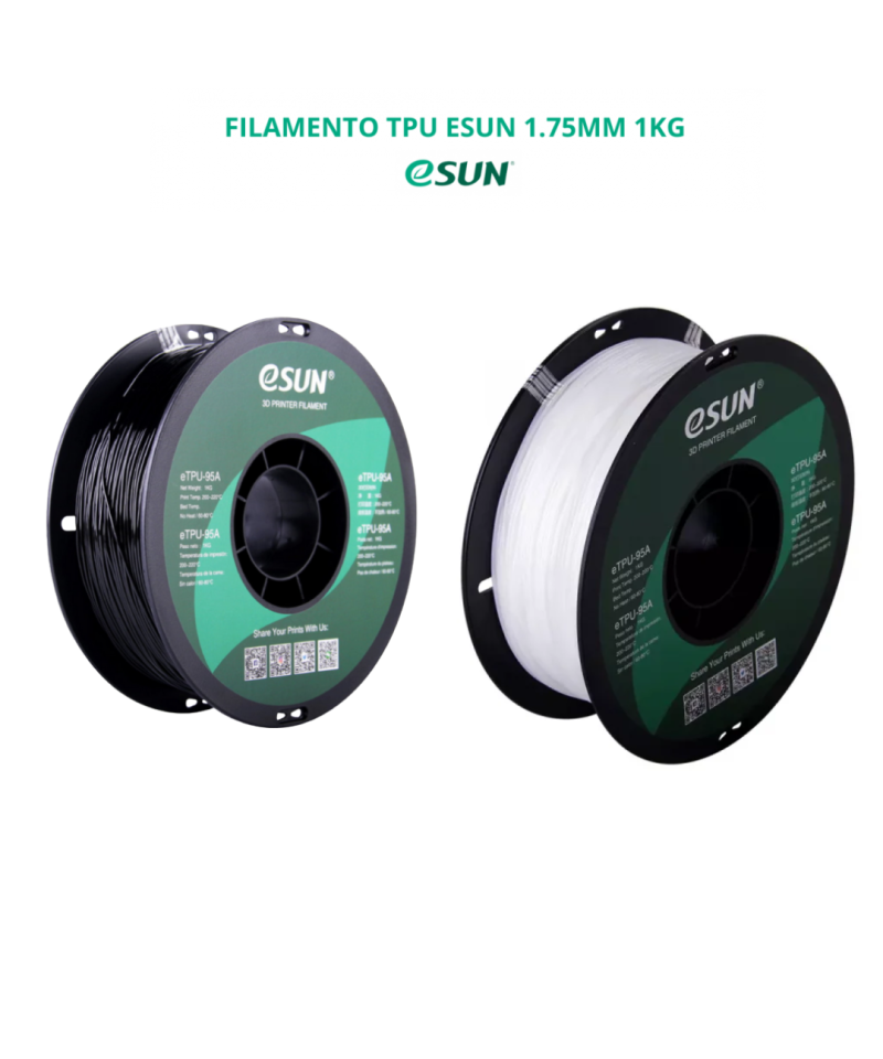 FILAMENTO TPU ESUN 1.75MM 1KG NEGRO