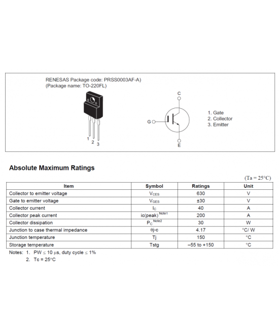 Transistor IGBT RJP63F3 TO-220F