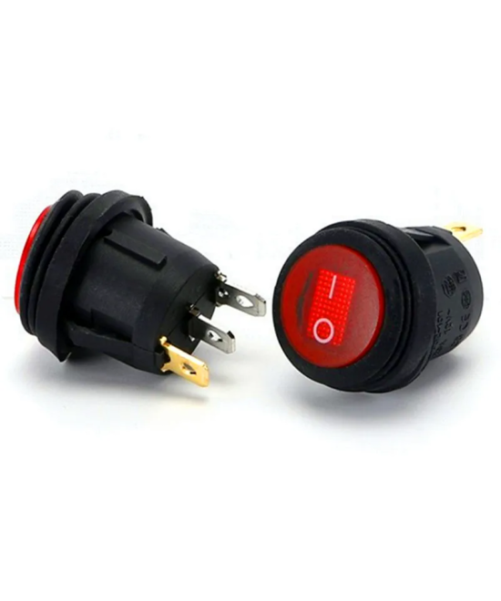 Interruptor redondo de 3 pines con luz verde AC 20mm ON/OFF