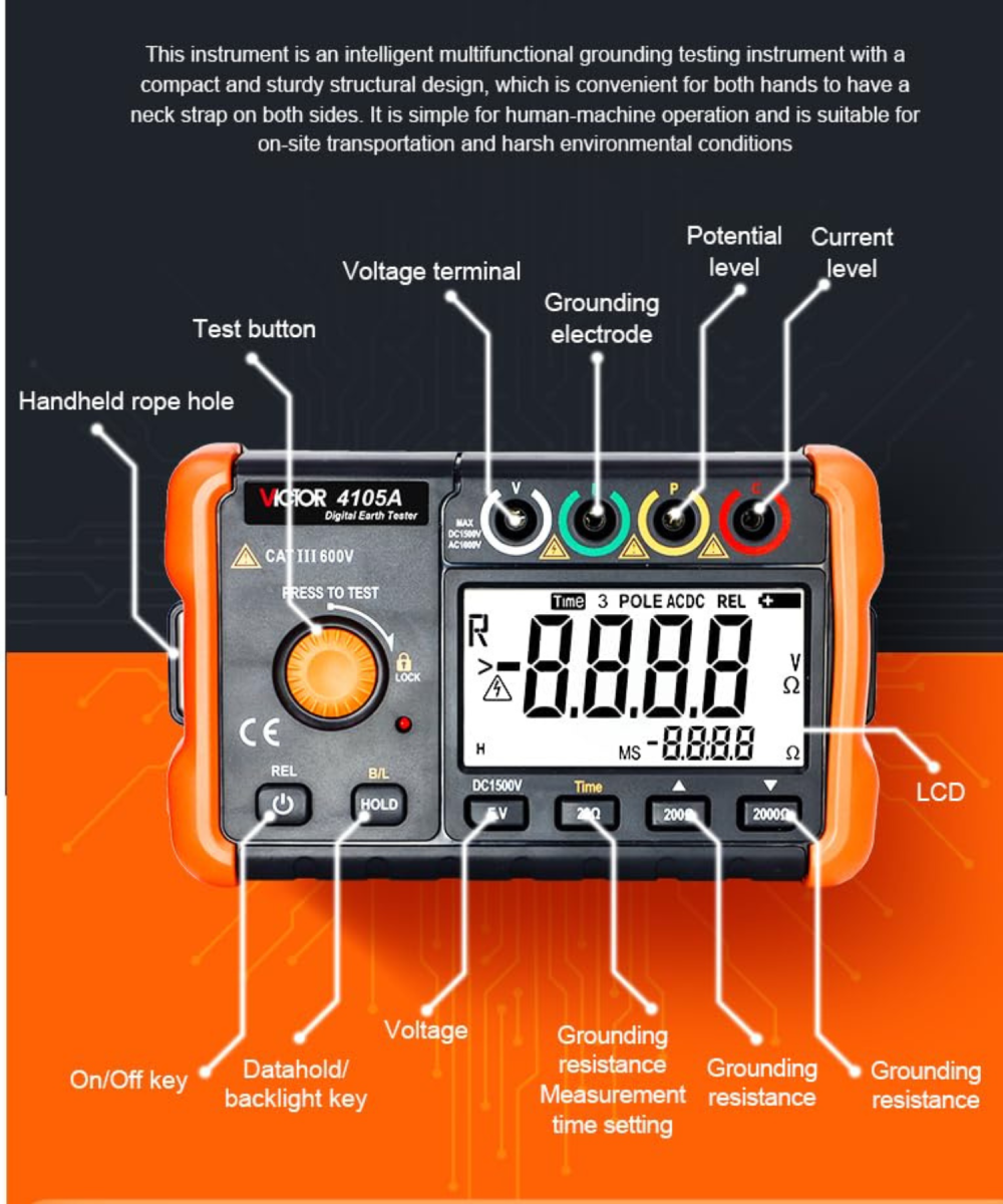 medidor de resistencia de tierra Victor VC4105A