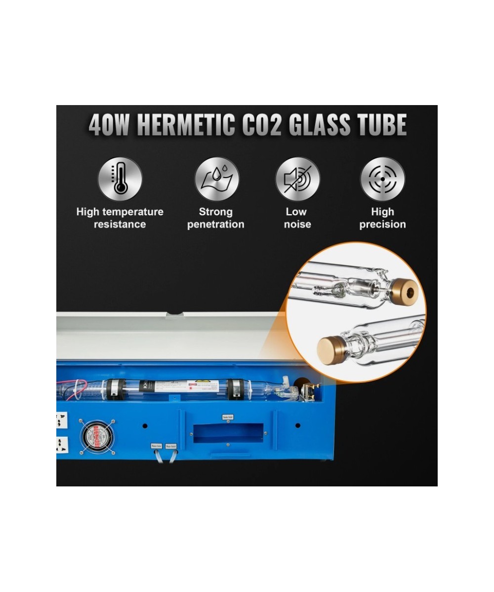 Grabadora y cortadora laser VEVOR 40W CO2 8x12 Pulgadas