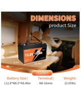 Batería de ciclo profundo LiFePO4 de 12V 150Ah recargable YEAGULCH