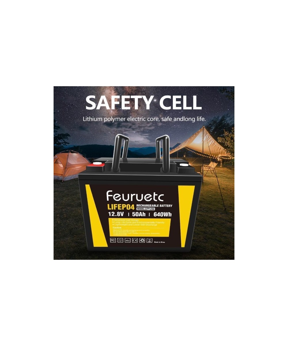 Batería de ciclo profundo LiFePO4 de 12V 50Ah recargable FEURUETC