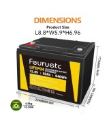 Batería de ciclo profundo LiFePO4 de 12V 50Ah recargable FEURUETC