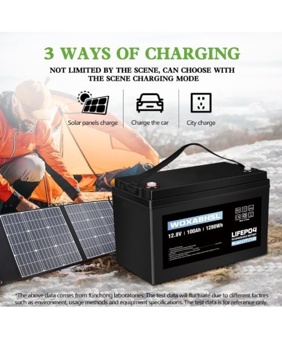 Batería de ciclo profundo LiFePO4 de 12V 100Ah recargable WOXABHSL