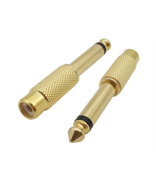 Adaptador de audio salida macho mono 1/4" (6.35mm) y entrada RCA hembra