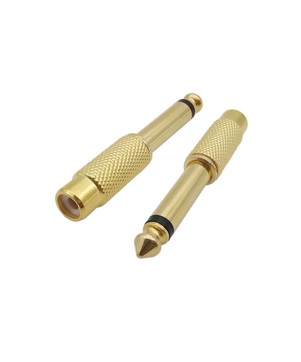 Adaptador de audio salida macho mono 1/4" (6.35mm) y entrada RCA hembra
