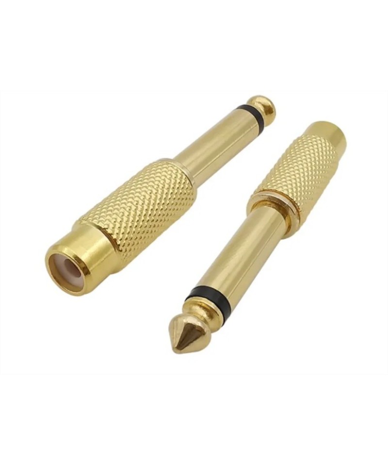 Adaptador de audio salida macho mono 1/4" (6.35mm) y entrada RCA hembra