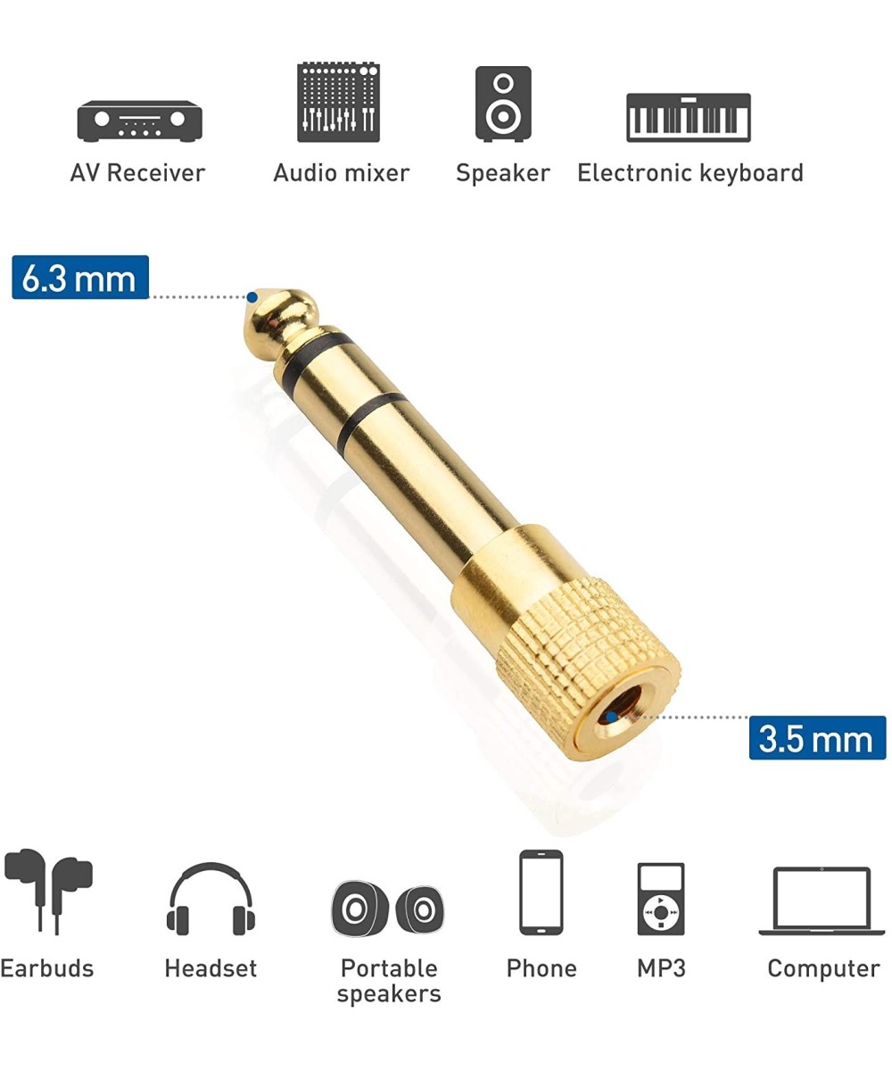 Adaptador de audio salida macho 1/4" (6.35mm)  y entrada hembra de 3.5mm mono/stereo
