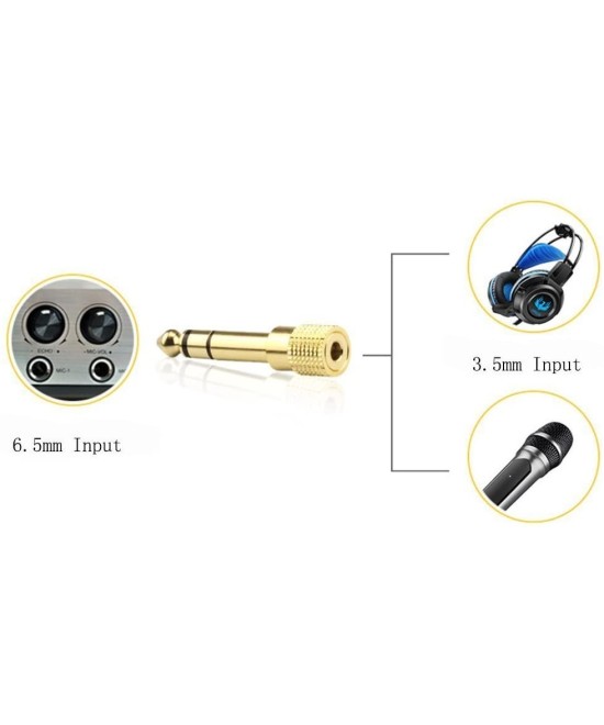 Adaptador de audio salida macho 1/4" (6.35mm)  y entrada hembra de 3.5mm mono/stereo