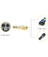 Adaptador de audio salida macho 1/4" (6.35mm)  y entrada hembra de 3.5mm mono/stereo