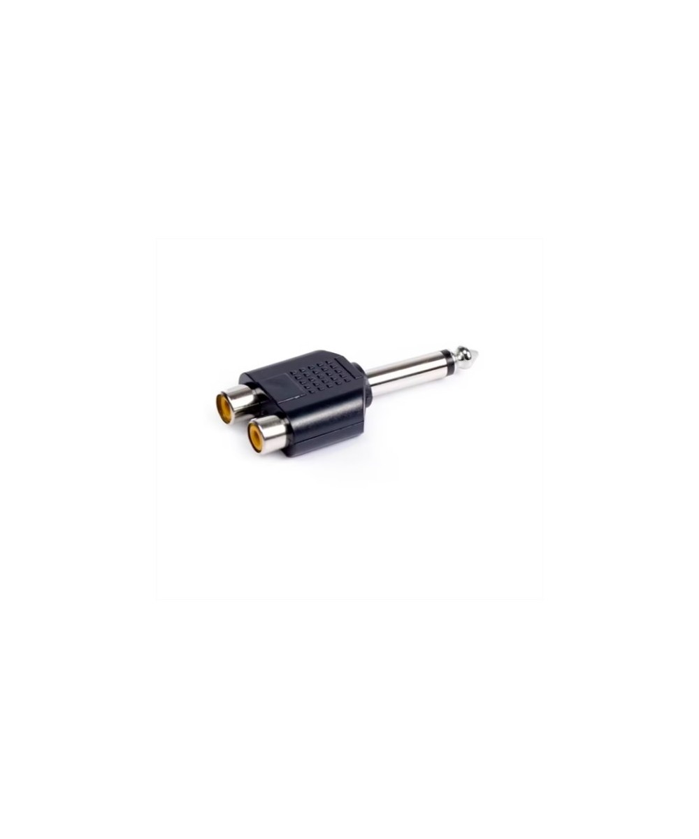 Adaptador de audio 2 RCA hembra a 6.35mm mono
