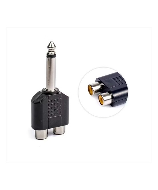 Adaptador de audio 2 RCA hembra a 6.35mm mono