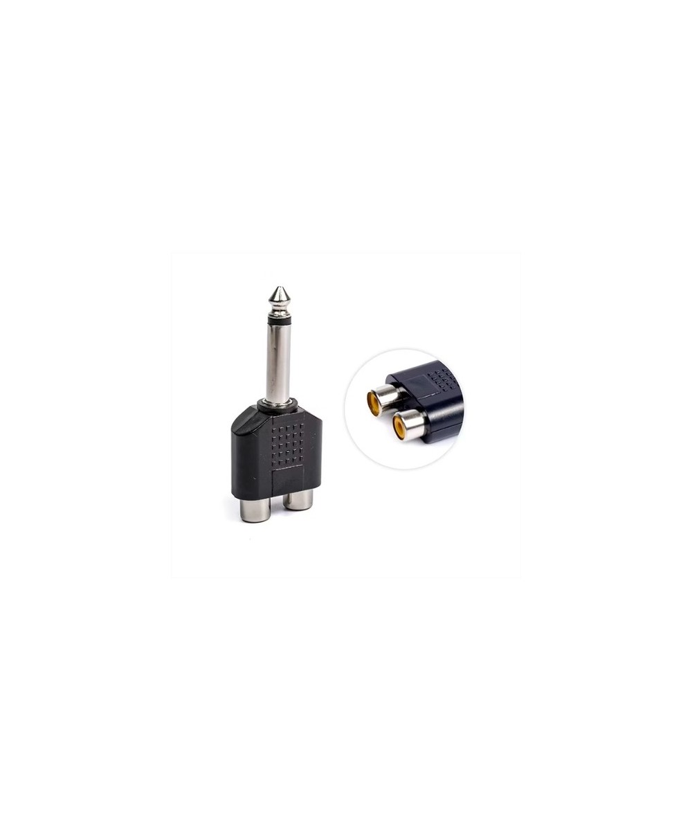 Adaptador de audio 2 RCA hembra a 6.35mm mono