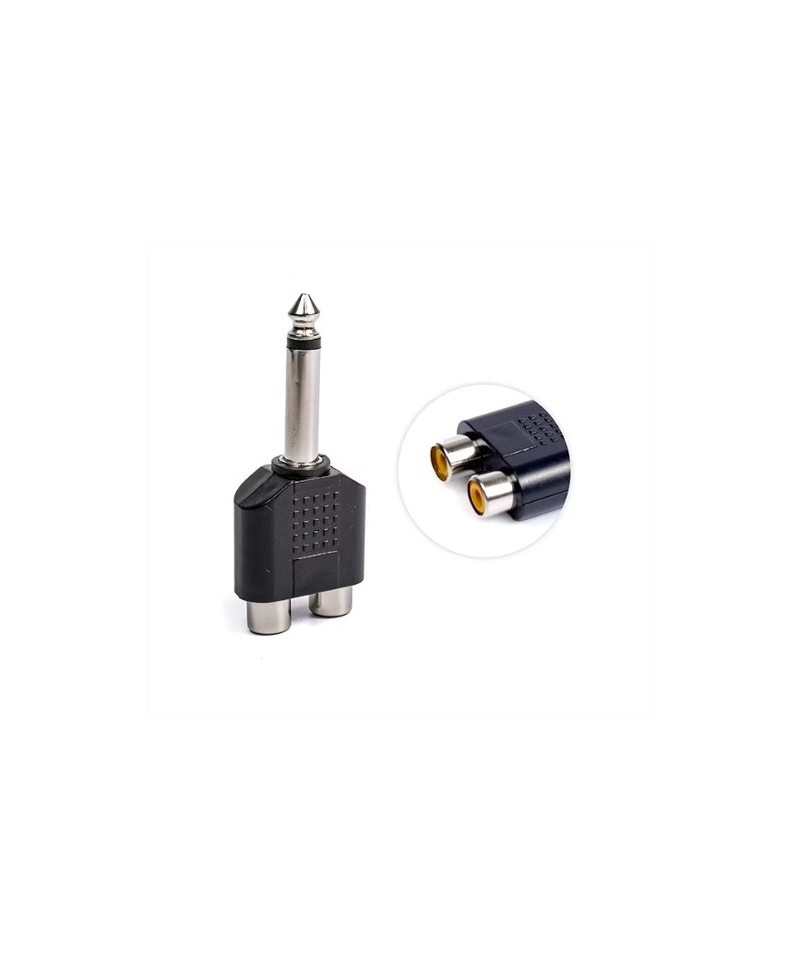 Adaptador de audio 2 RCA hembra a 6.35mm mono