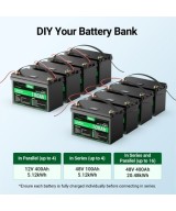 Bateria de ciclo profundo LiFePO4 de 12V 100Ah recargable con Medidor led HQST