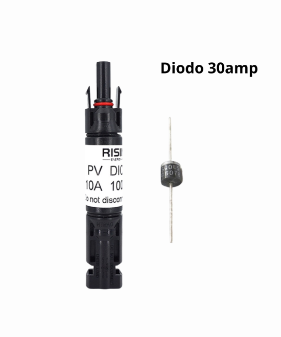 Conector de panel solar MC4 diodo 30A macho y hembra