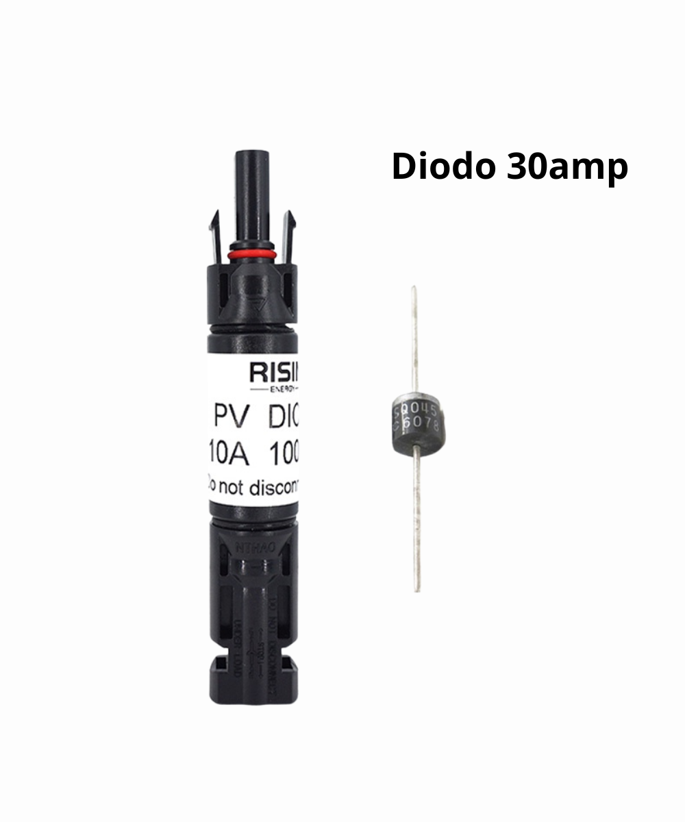 Conector de panel solar MC4 diodo 30A macho y hembra