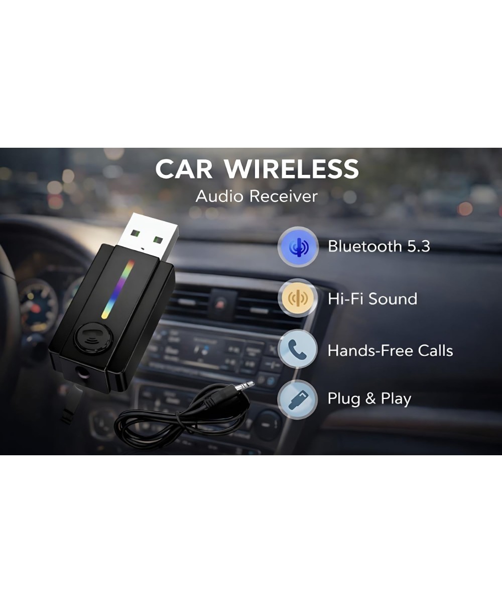Adaptador Bluetooth 5.3 para Vehiculo/Parlante 3.5mm
